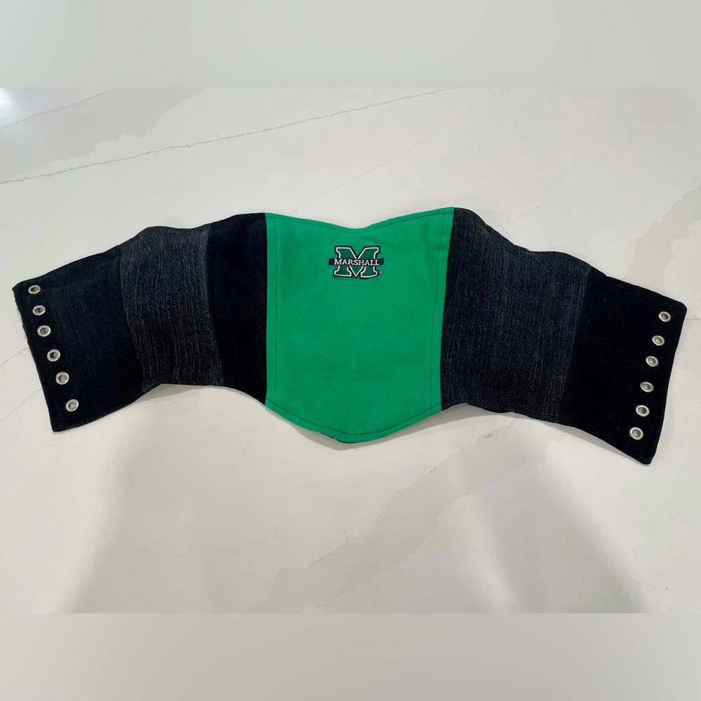 Handmade Marshall University Denim Upcycled Corset